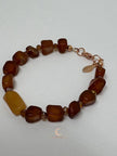 Carnelian Peach Aventurine Bracelet – Copper Leaf Clasp Gemstone Jewelry