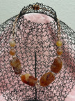 Raw Carnelian Copper Necklace – Chunky Natural Gemstone Pendant, Boho Statement Jewelry for Women