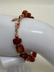Carnelian Peach Aventurine Bracelet – Copper Leaf Clasp Gemstone Jewelry