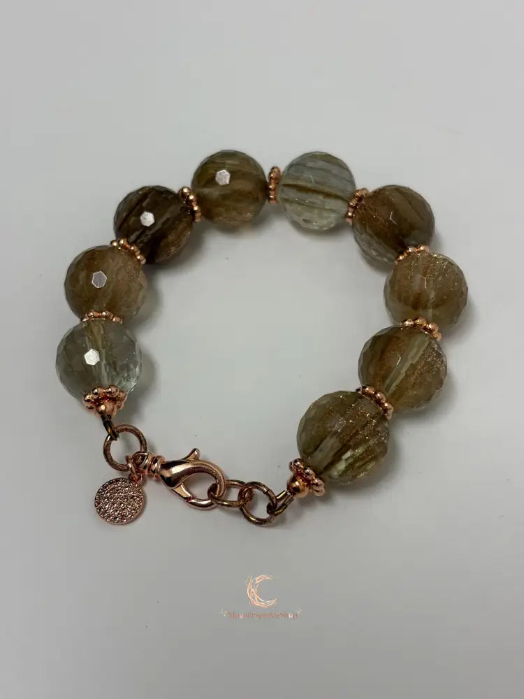 Rutilated Quartz Bracelet - Handmade Copper Gemstone Jewelry