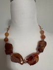 Raw Carnelian Copper Necklace – Chunky Natural Gemstone Pendant, Boho Statement Jewelry for Women
