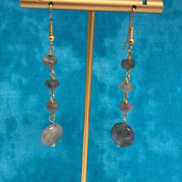 Labradorite Drop Earrings – Gold Plated French Wire Gemstone Jewelry for Women