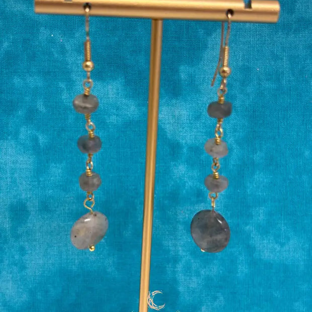 Labradorite Drop Earrings – Gold Plated French Wire Gemstone Jewelry for Women