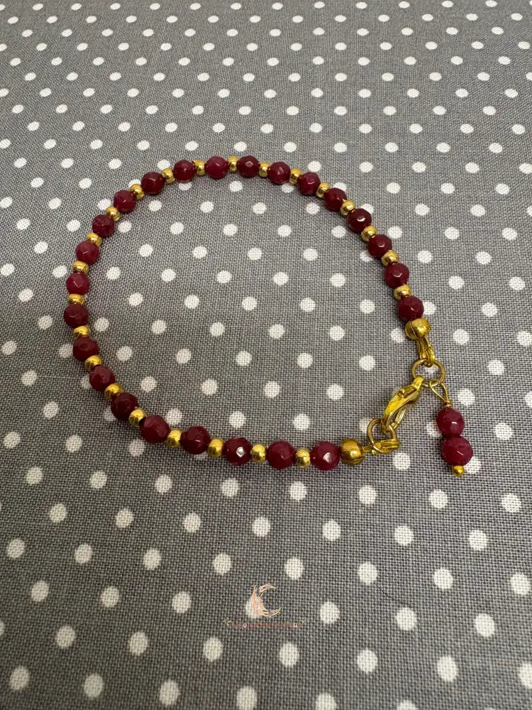Red Andalusite Bracelet – Gold Plated Gemstone Stackable Jewelry