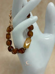 Carnelian Peach Aventurine Bracelet – Copper Leaf Clasp Gemstone Jewelry