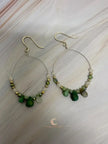 Peruvian Opal Earrings - Sterling Silver Hoop Dangles with Czech Glass Beads
