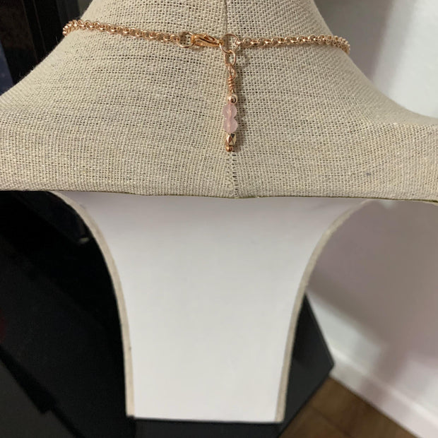 Rose Quartz Teardrop Necklace – Rose Gold Plated Chain Gemstone Jewelry