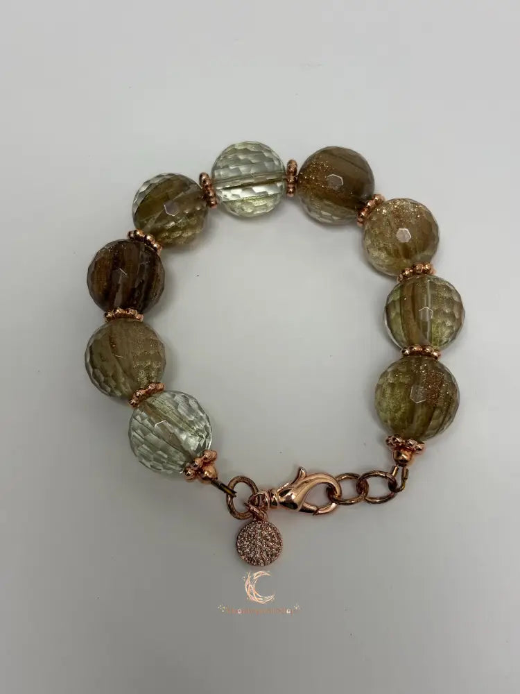 Rutilated Quartz Bracelet - Handmade Copper Gemstone Jewelry