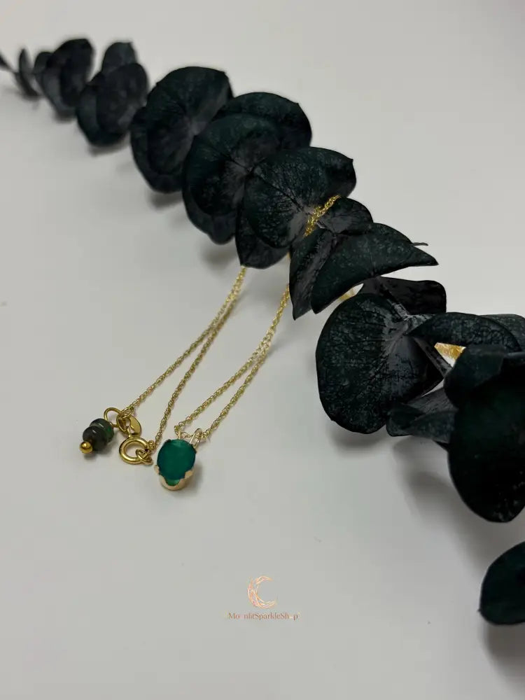 Dark Blue Ocean Opal Necklace – 14K Gold Chain & Rare Gemstone Pendant Jewelry
