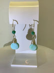 Blue Peruvian Opal Earrings – Silver Wire Wrapped Drop Gemstone Jewelry