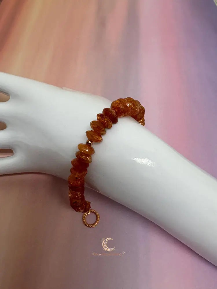 Sunstone Bracelet – Red Orange Gemstone Copper Healing Crystal Jewelry