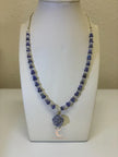 Tanzanite Opal Moonstone Necklace - Lavender Rose Pendant Sterling Silver