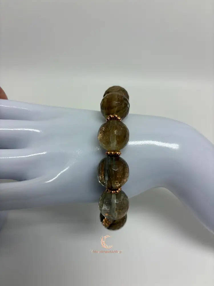 Rutilated Quartz Bracelet - Handmade Copper Gemstone Jewelry