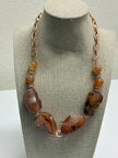 Raw Carnelian Copper Necklace – Chunky Natural Gemstone Pendant, Boho Statement Jewelry for Women