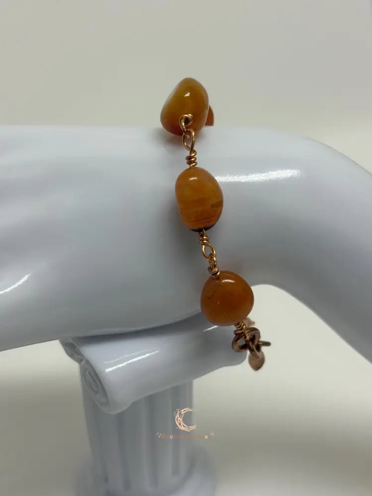 Carnelian & Copper Bracelet – Chunky Gemstone Statement Jewelry