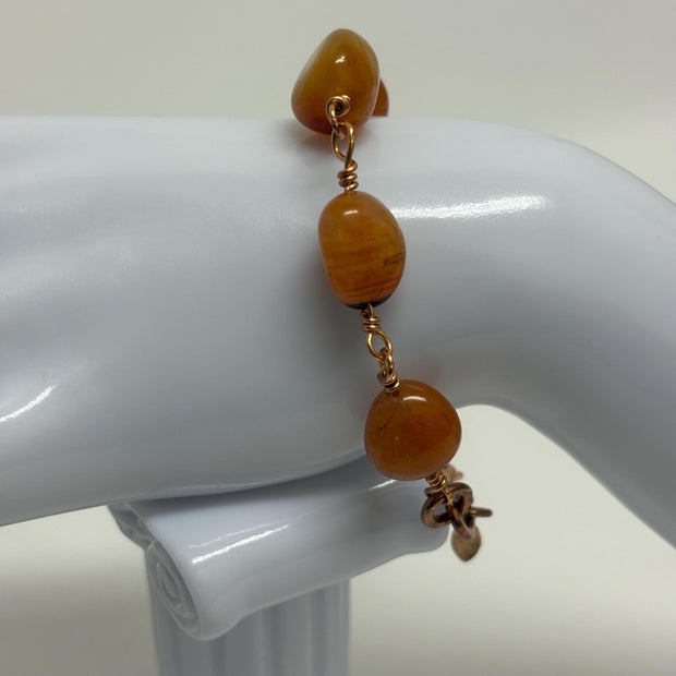Carnelian & Copper Bracelet – Chunky Gemstone Statement Jewelry