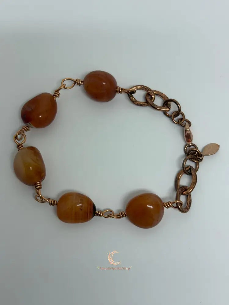 Carnelian & Copper Bracelet – Chunky Gemstone Statement Jewelry