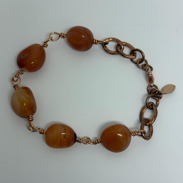 Carnelian & Copper Bracelet – Chunky Gemstone Statement Jewelry