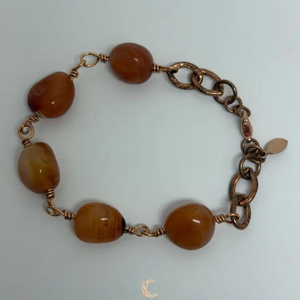 Carnelian & Copper Bracelet – Chunky Gemstone Statement Jewelry