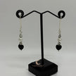 Black Onyx & White Pearl Drop Earrings - Handmade Silver Earwires