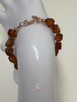 Carnelian Peach Aventurine Bracelet – Copper Leaf Clasp Gemstone Jewelry