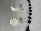 Mother of Pearl Drop Earrings - Aquamarine Moonstone Sterling Silver