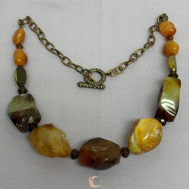 Raw Carnelian Necklace – Chunky Gemstone Antiqued Copper Statement Jewelry