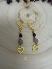 Agate Amethyst Drop Earrings – Gold Plated Gemstone Dangle Jewelry for Women
