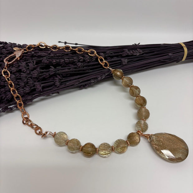 Rutilated Quartz Pendant Necklace – Bold Natural Gemstone Statement Jewelry