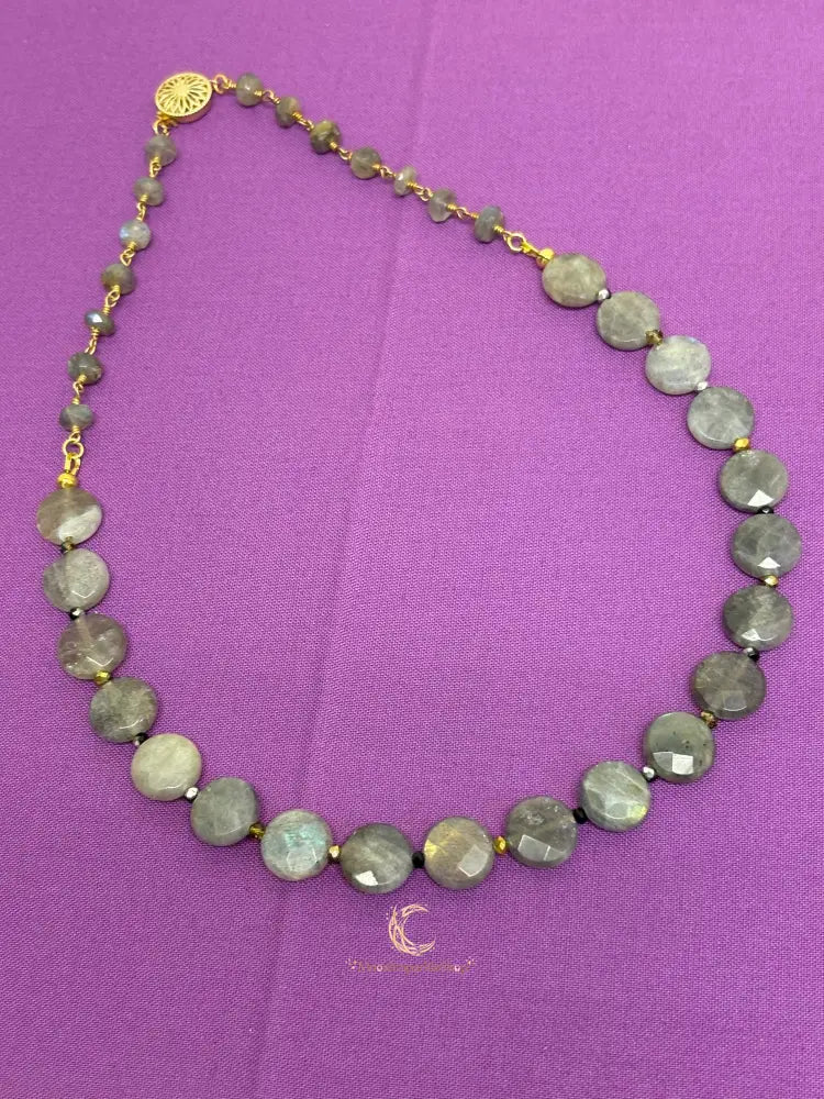 Labradorite Crystal Necklace – Gold Accents & Iridescent Gemstone Jewelry