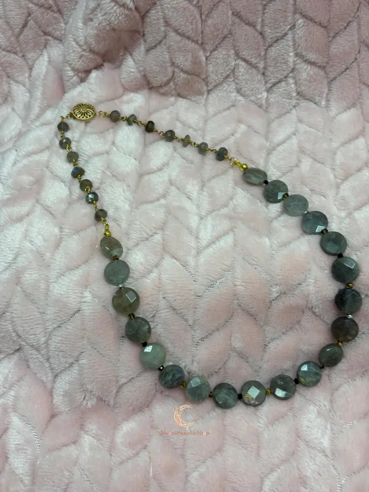 Labradorite Crystal Necklace – Gold Accents & Iridescent Gemstone Jewelry