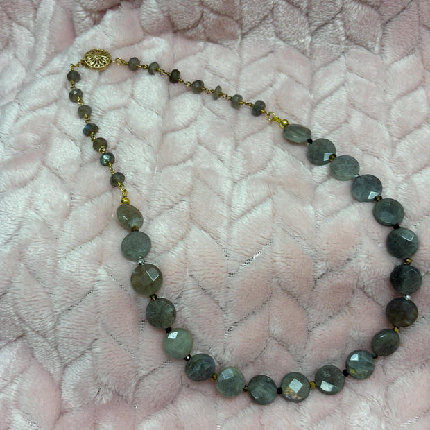 Labradorite Crystal Necklace – Gold Accents & Iridescent Gemstone Jewelry