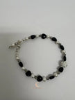 Black Onyx, Pearl & Crystal Bracelet - 7.75 Inch