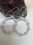 Blue Lace Agate Moonstone Hoop Earrings – Sterling Silver Gemstone Dangle Jewelry