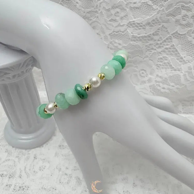 Emergence of Light Bracelet – Chrysoprase, Cultured Pearl & 18K Gold Filled