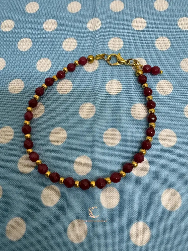 Red Andalusite Bracelet – Gold Plated Gemstone Stackable Jewelry