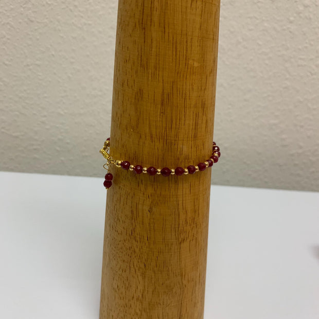 Red Andalusite Bracelet – Gold Plated Gemstone Stackable Jewelry