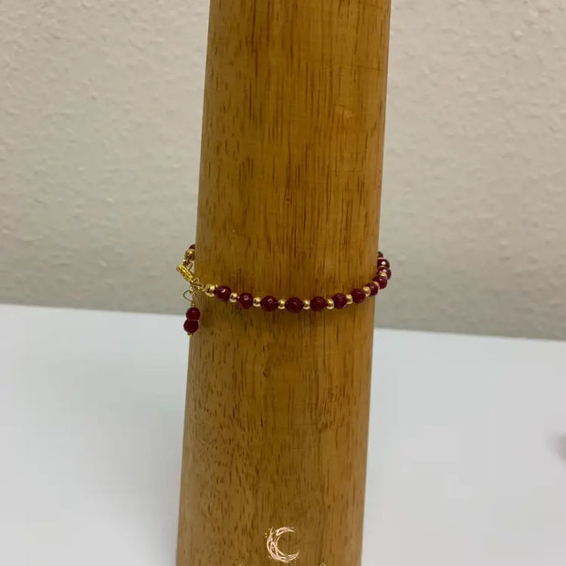 Red Andalusite Bracelet – Gold Plated Gemstone Stackable Jewelry