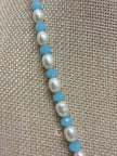 Aquamarine Pearl Pendant Necklace - Sterling Silver with Moonstone Accent