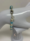 Aquamarine Pearl Bracelet - Sterling Silver with Moonstone & Heart Charm