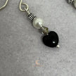 Black Onyx & White Pearl Drop Earrings - Handmade Silver Earwires