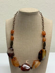 Raw Carnelian Necklace – Chunky Gemstone Antiqued Copper Statement Jewelry