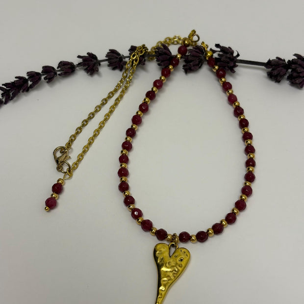 Red Andalusite Pendant Necklace – 18.5" Gold Plated Chain Gemstone Jewelry