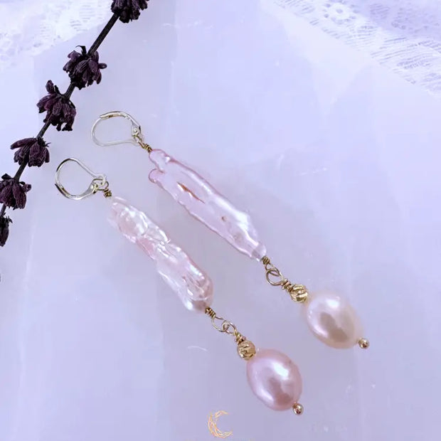 Blush Baroque Pearl Drop Earrings | Gold Filled | Knowing Collection