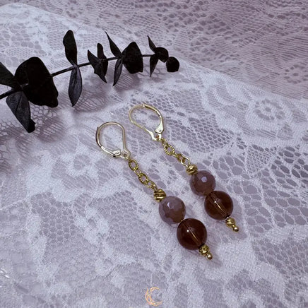 Autumn’s Quiet Light Smoky Quartz & Mystic Moonstone Drop Earrings