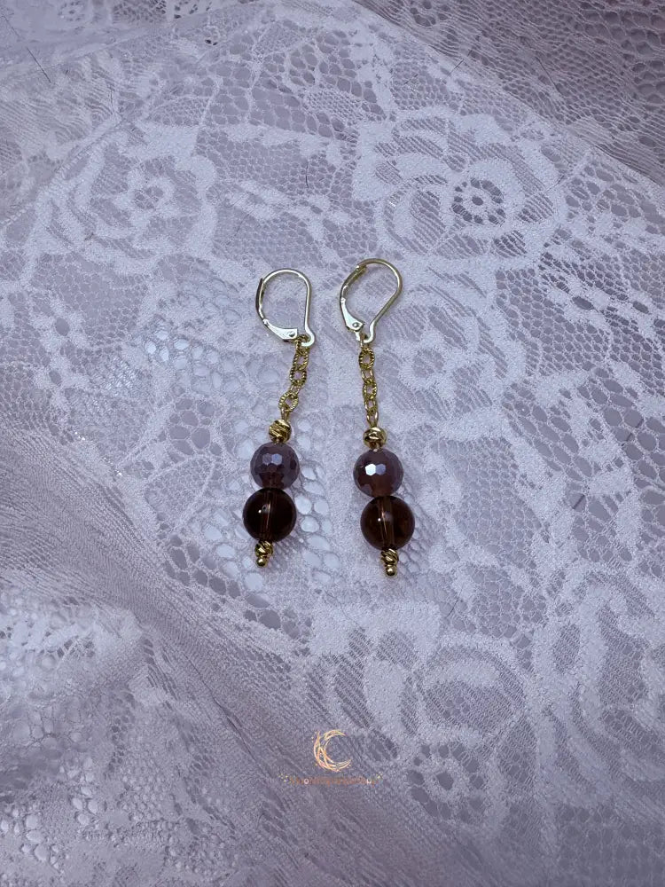 Autumn’s Quiet Light Smoky Quartz & Mystic Moonstone Drop Earrings