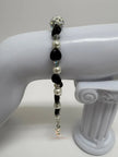 Black Onyx, Pearl & Crystal Bracelet - 7.75 Inch
