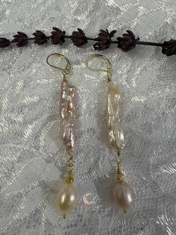 Blush Baroque Pearl Drop Earrings | Gold Filled | Knowing Collection