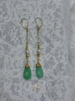 Emergence of Light Drop Earrings – Chrysoprase, Cultured Pearl & 18K Gold Filled