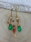 Emergence of Light Drop Earrings – Chrysoprase, Cultured Pearl & 18K Gold Filled